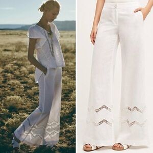 Anthropologie elevenses white Lattice pants Petite Short Nwt 00P